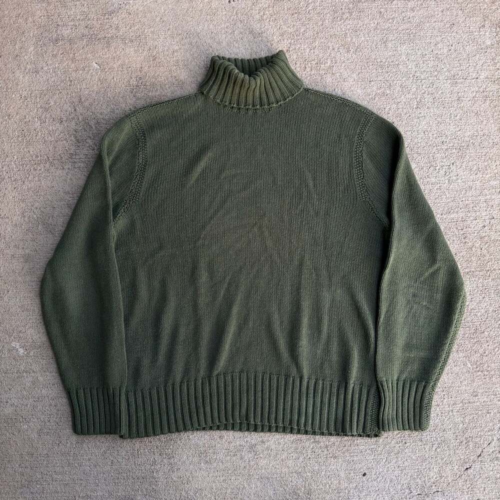 Polo by Ralph Lauren Turtleneck Sweater Size XL Green Hand Knit Linen